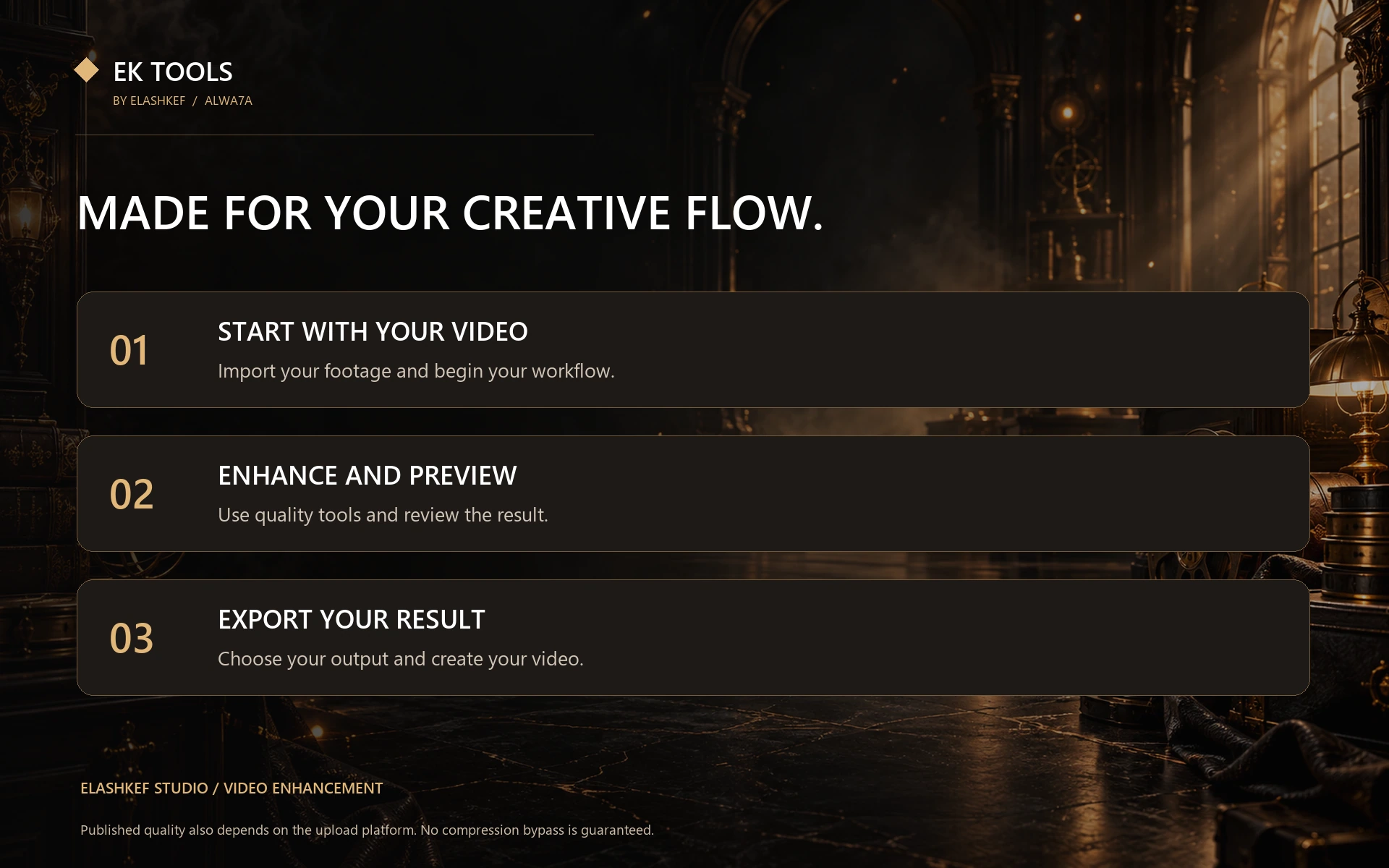 Elashkef Studio — Included features and setup