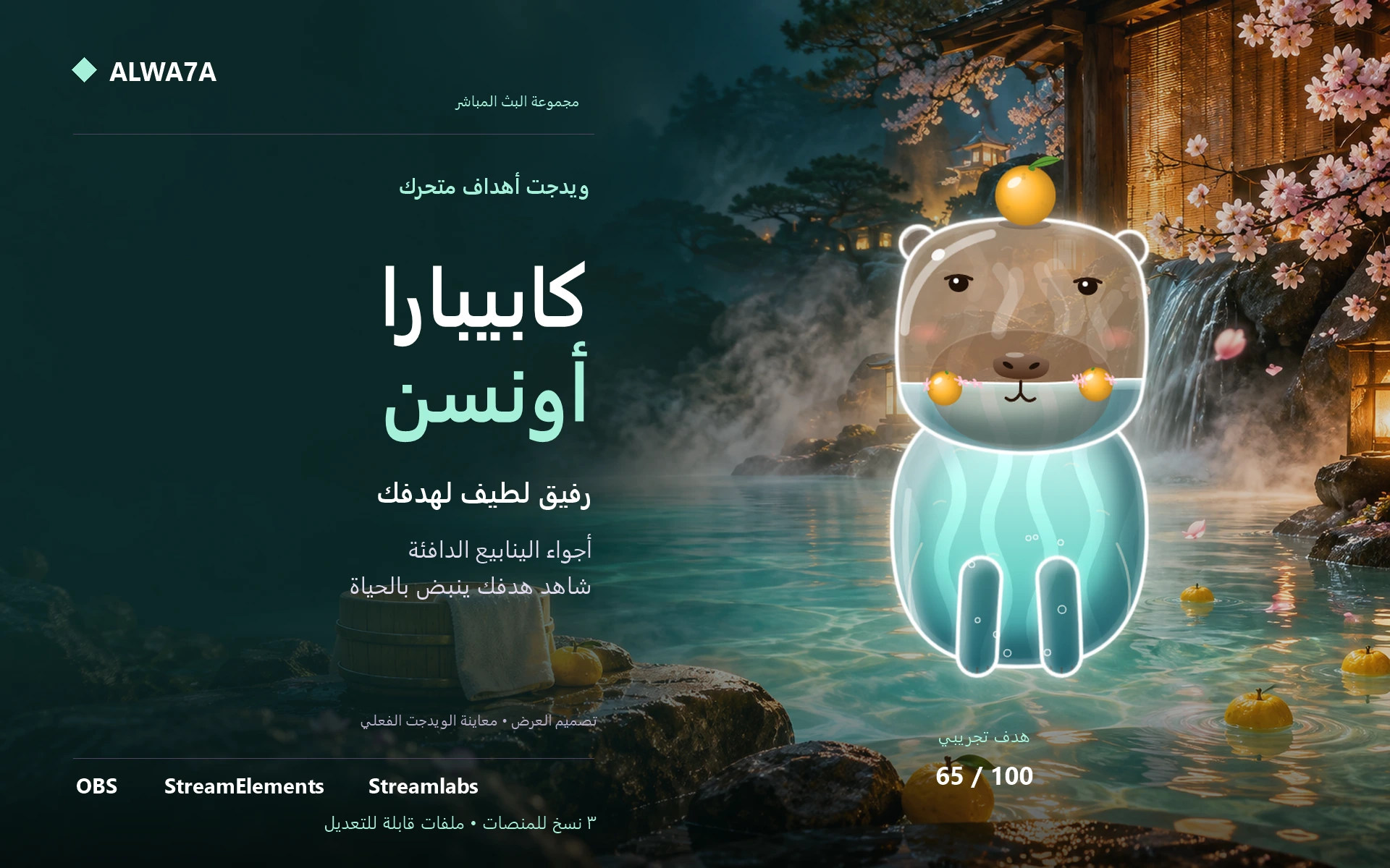 هدف الكابيبارا والينبوع — ويدجت متحرك