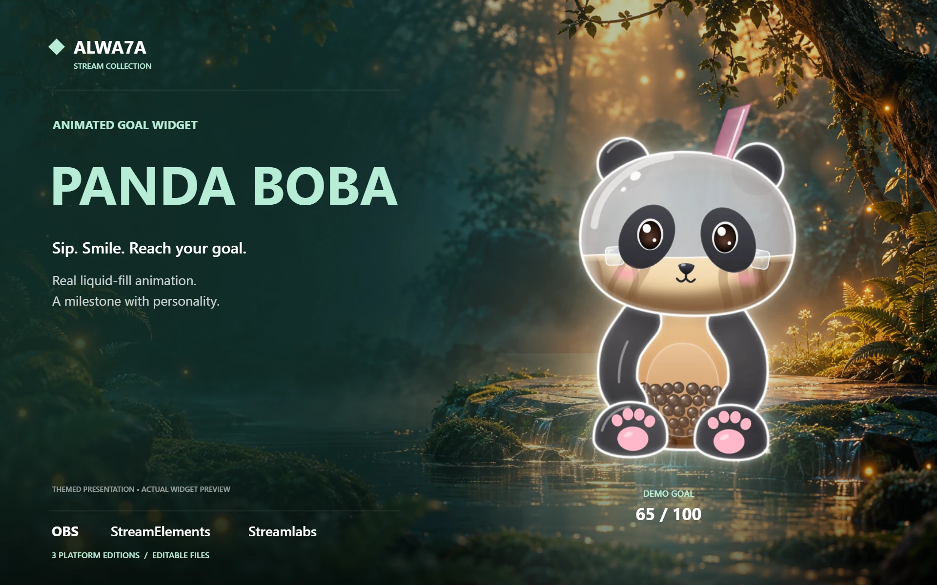 Panda Boba — Animated Goal Widget