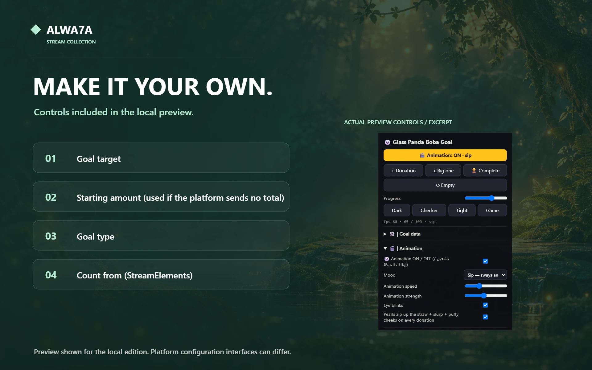 Panda Boba — Native preview customization controls