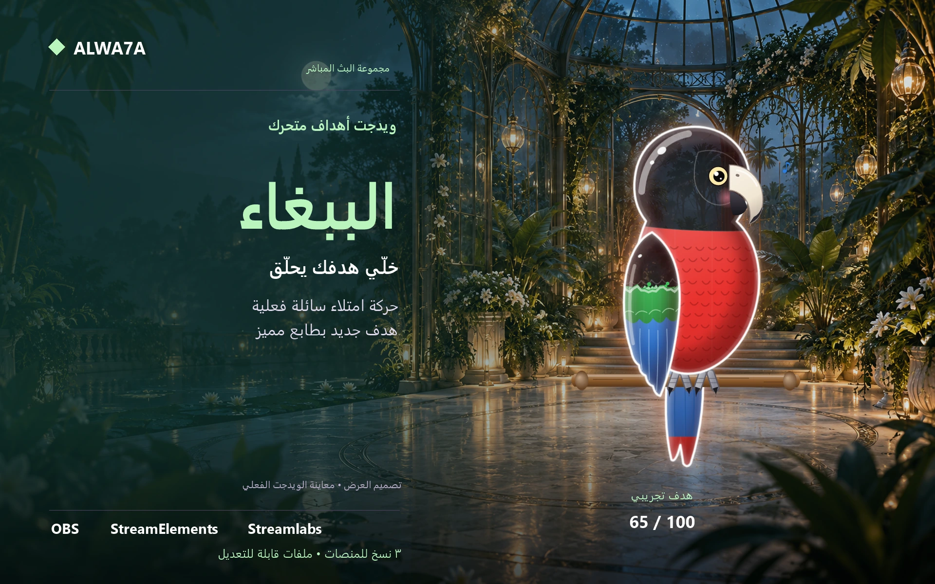 هدف الببغاء الزجاجي — ويدجت متحرك