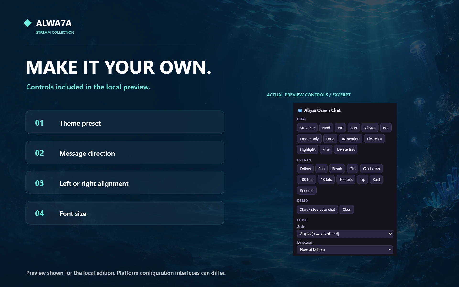 Abyss Ocean — Native preview customization controls