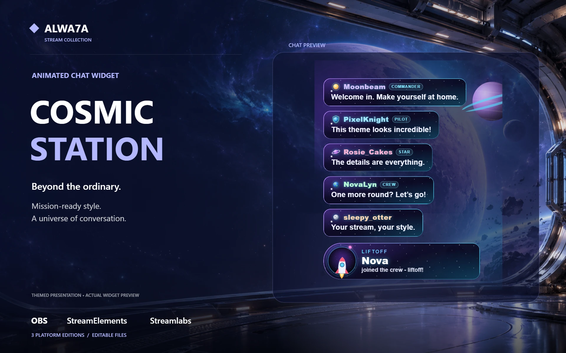 Cosmic Station — Animated Chat Widget