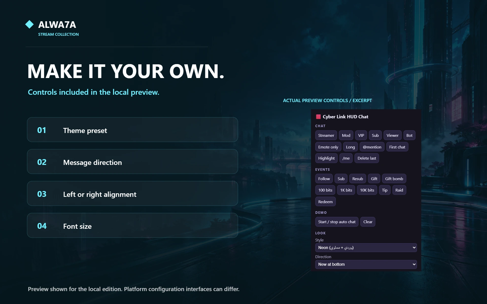 Cyber Link HUD — Native preview customization controls