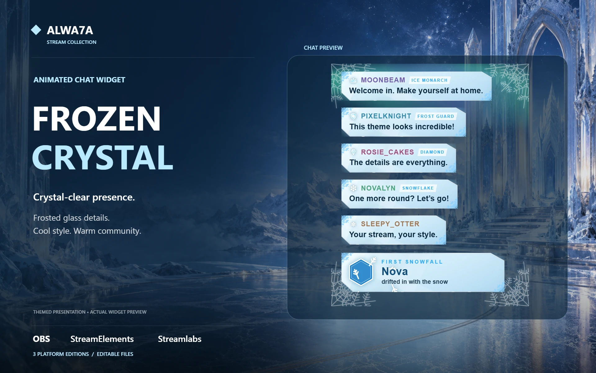 Frozen Crystal — Animated Chat Widget