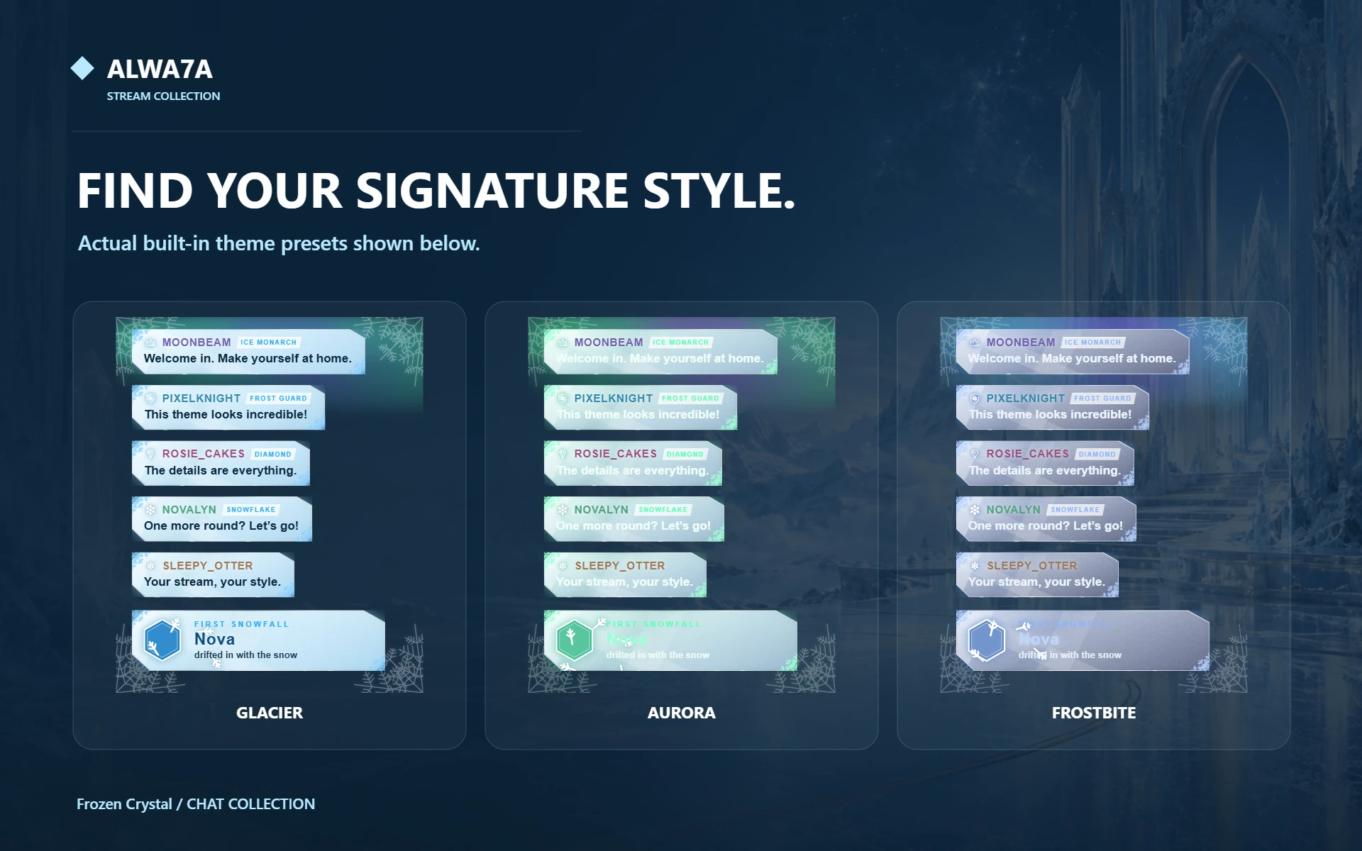 Frozen Crystal — Actual design details