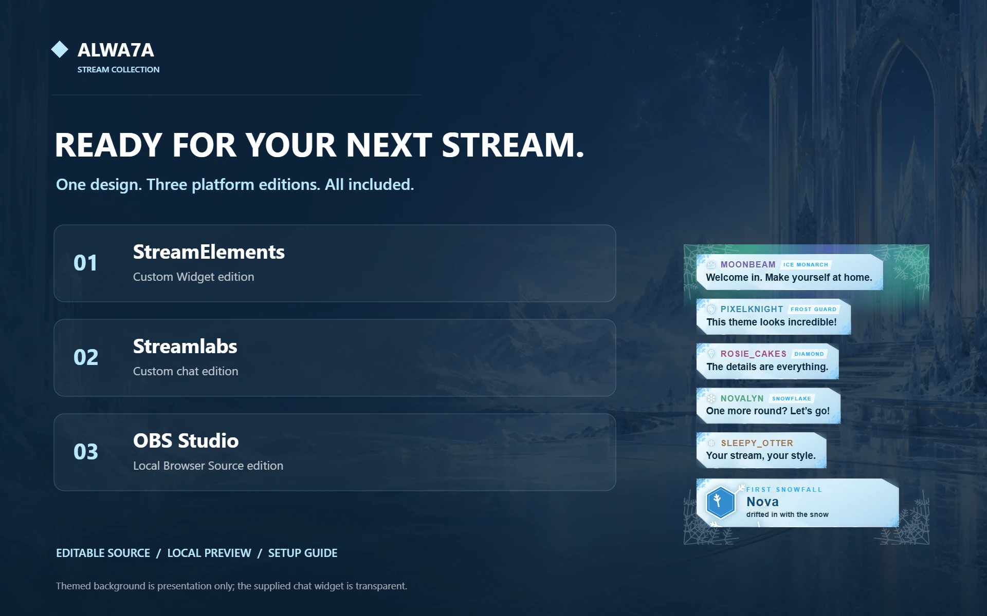 Frozen Crystal — Included features and setup