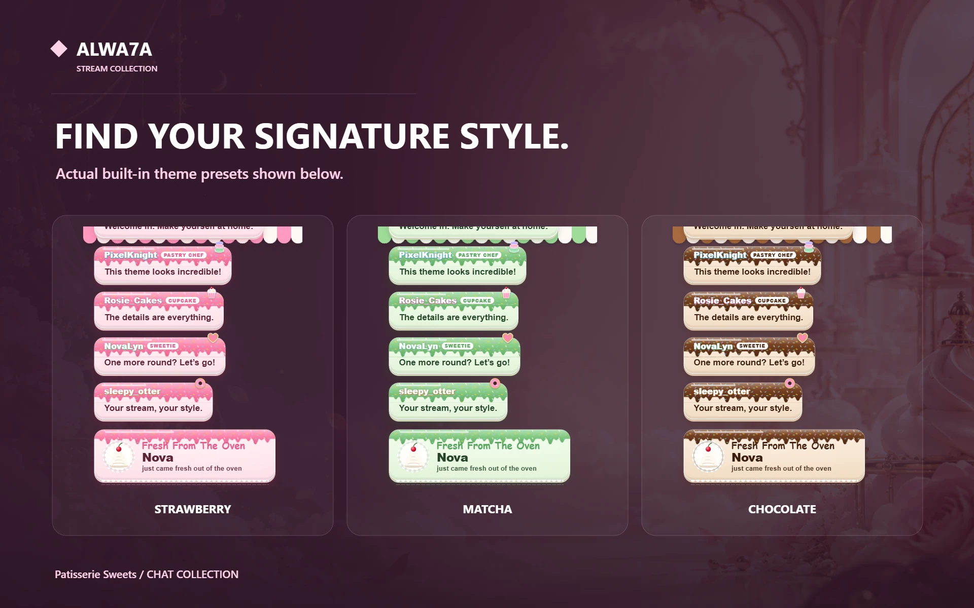 Patisserie Sweets — Actual design details