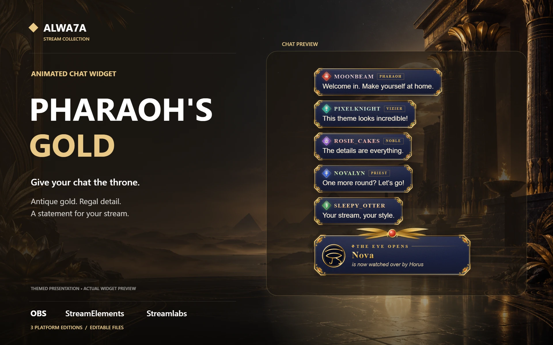 Pharaoh's Gold — Animated Chat Widget