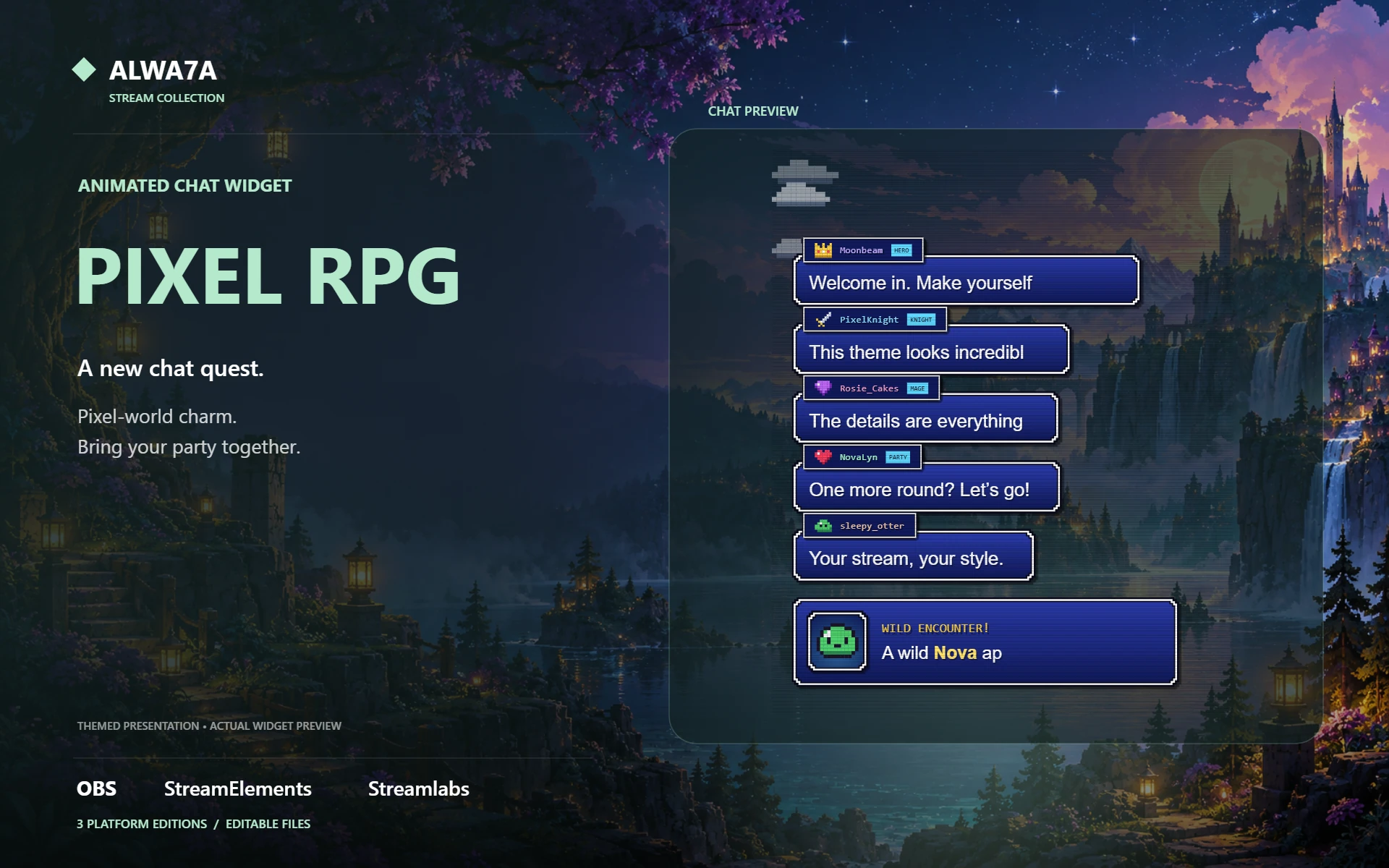 Pixel RPG — Animated Chat Widget