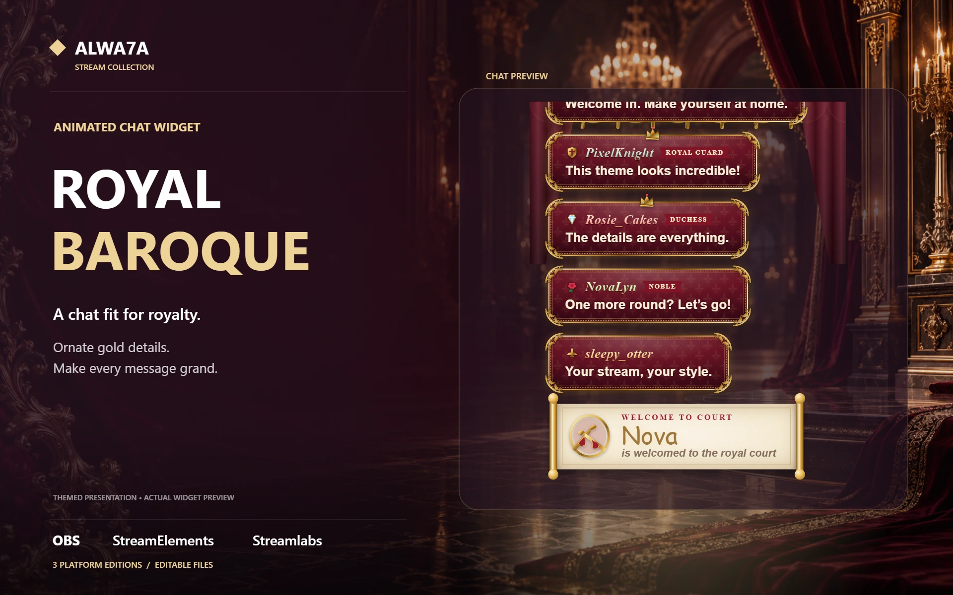 Royal Baroque — Animated Chat Widget