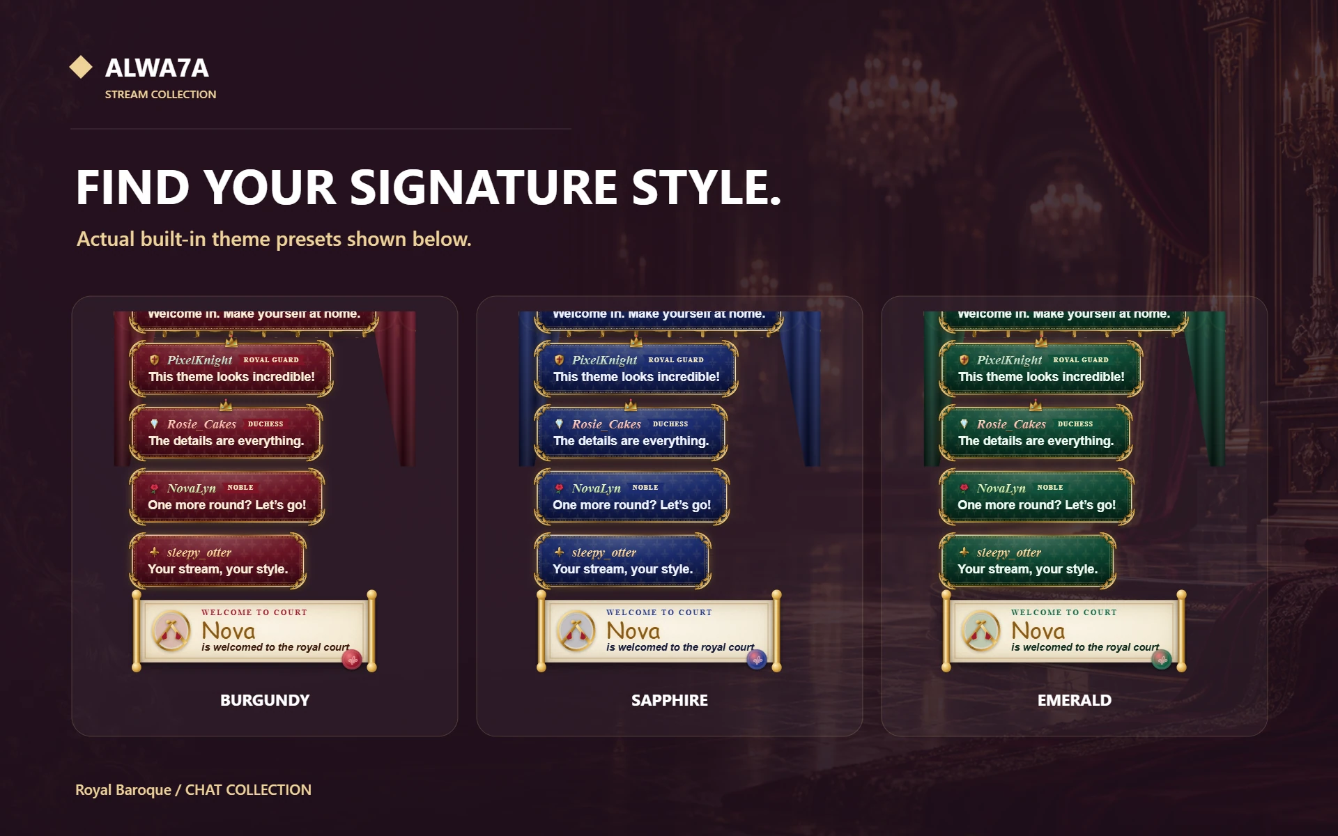 Royal Baroque — Actual design details