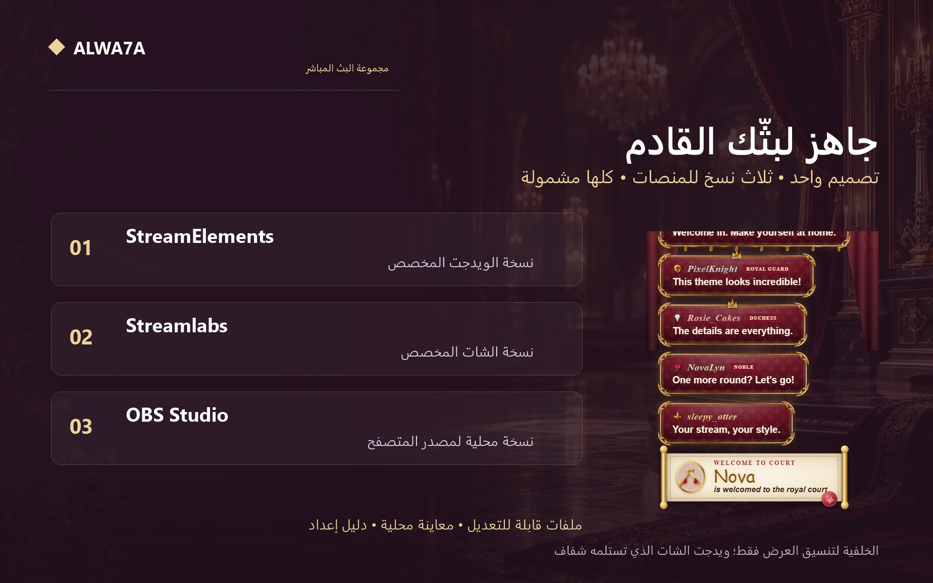 Royal Baroque — Included features and setup