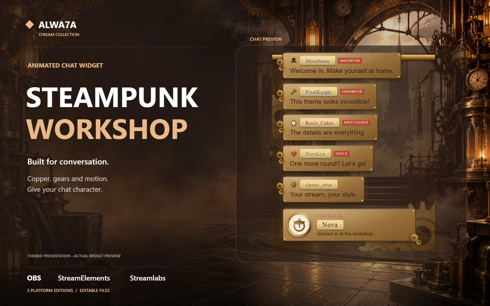 Steampunk Workshop — Animated Chat Widget