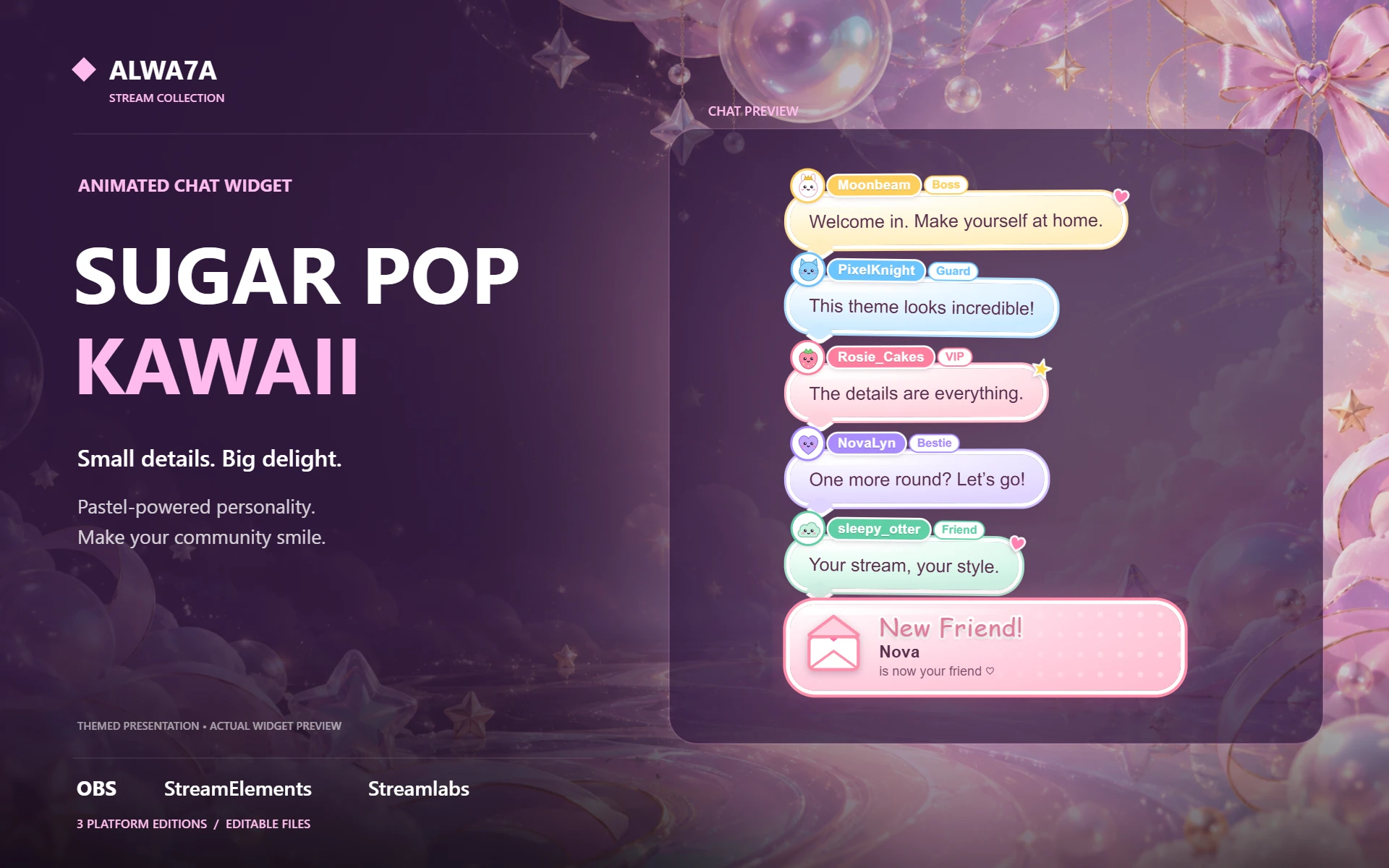 Sugar Pop Kawaii — Animated Chat Widget