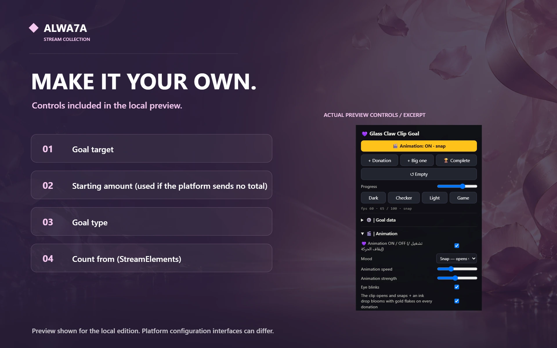 Claw Clip — Native preview customization controls