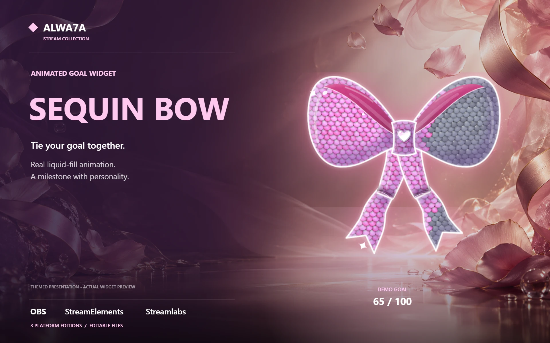 Sequin Bow — Animated Goal Widget