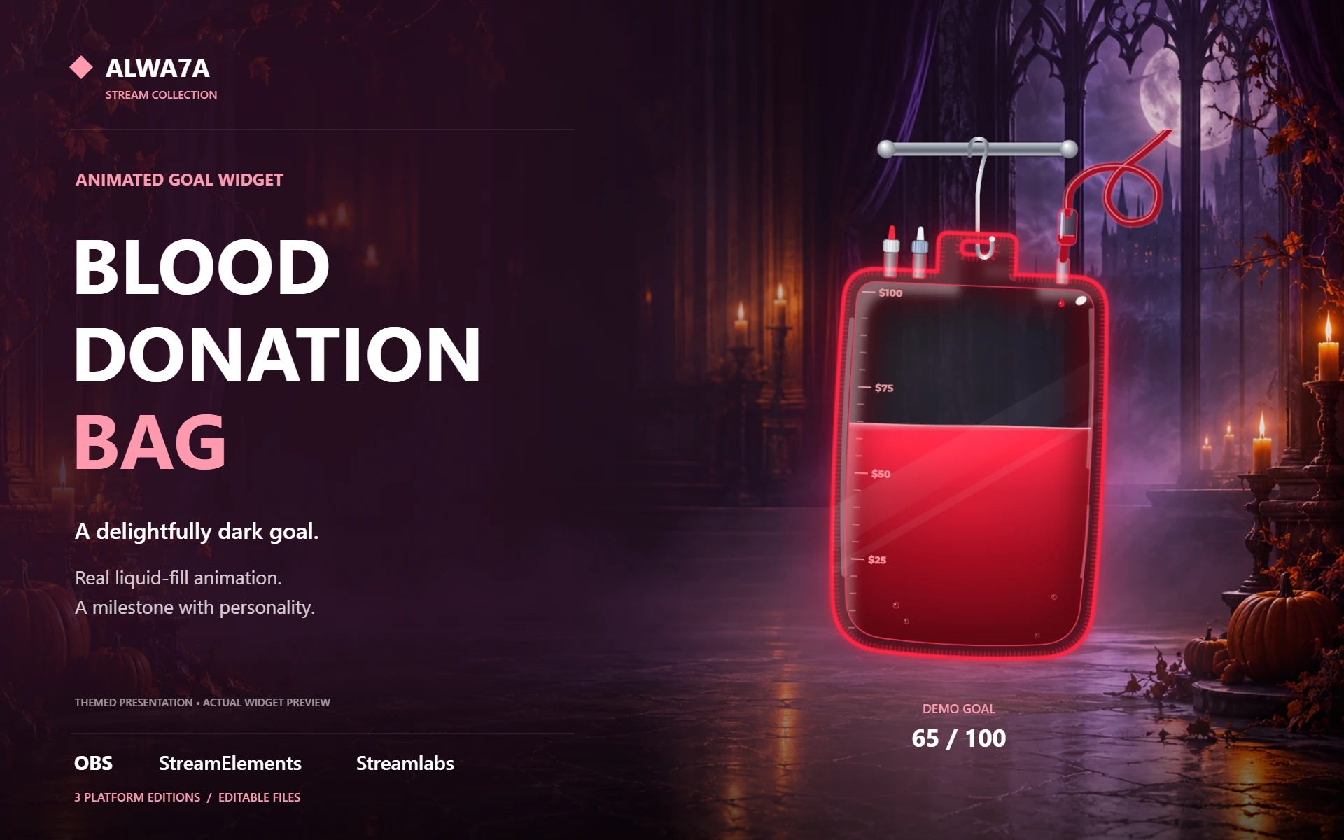 Blood Donation Bag — Animated Goal Widget
