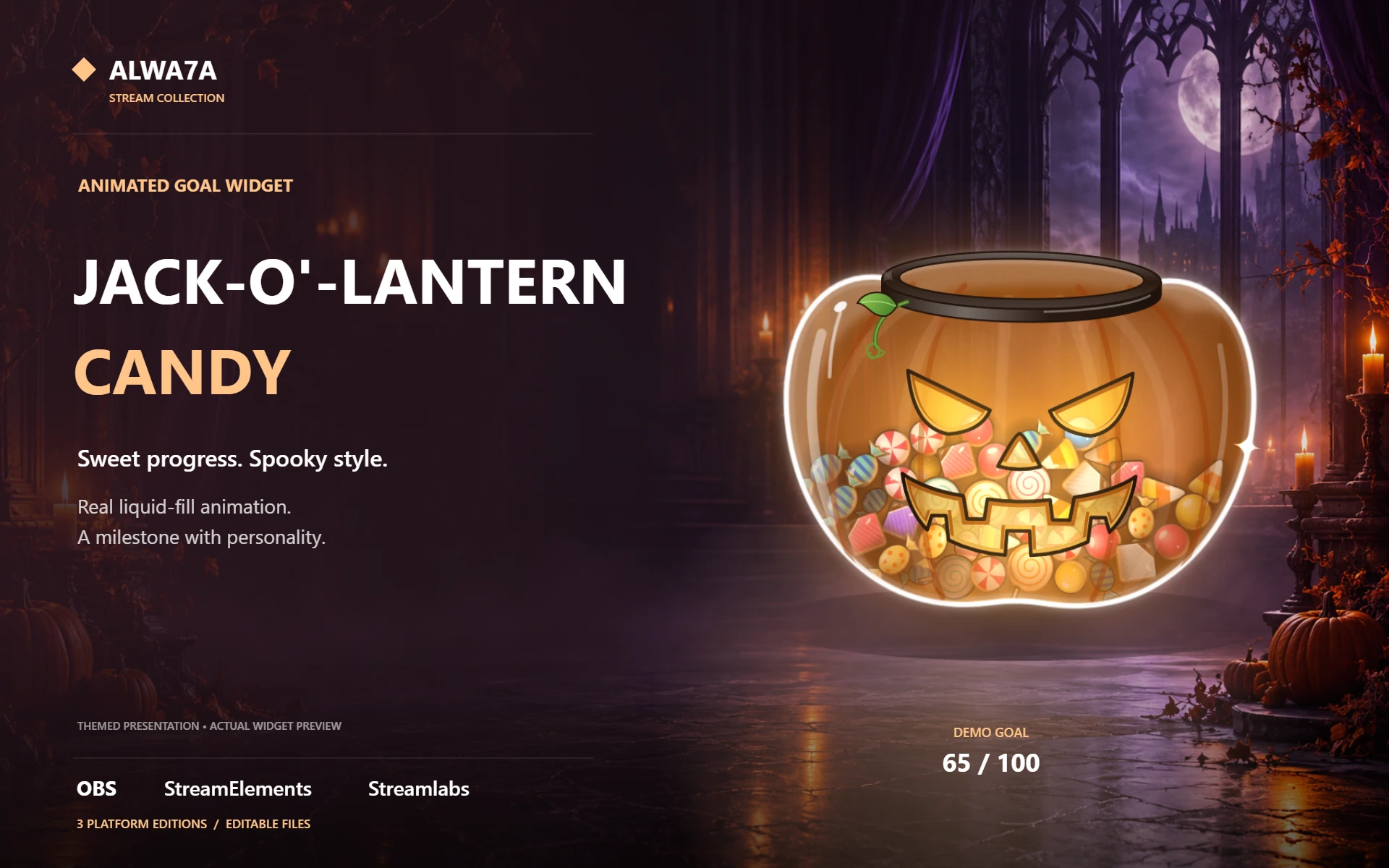 Jack-o'-Lantern Candy — Animated Goal Widget