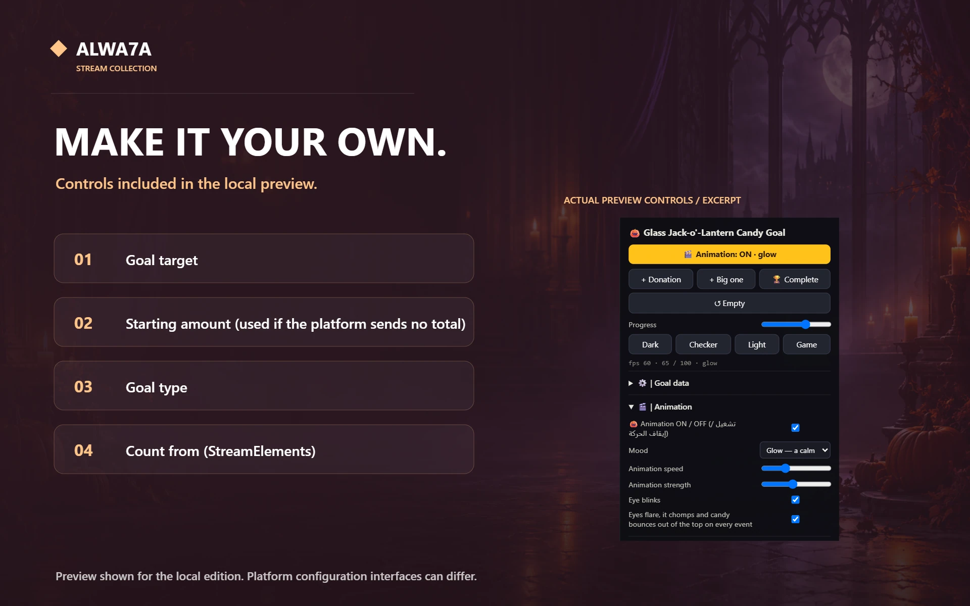 Jack-o'-Lantern Candy — Native preview customization controls