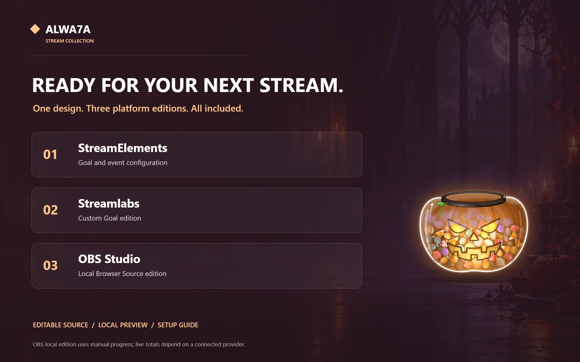 Jack-o'-Lantern Candy — Included features and setup