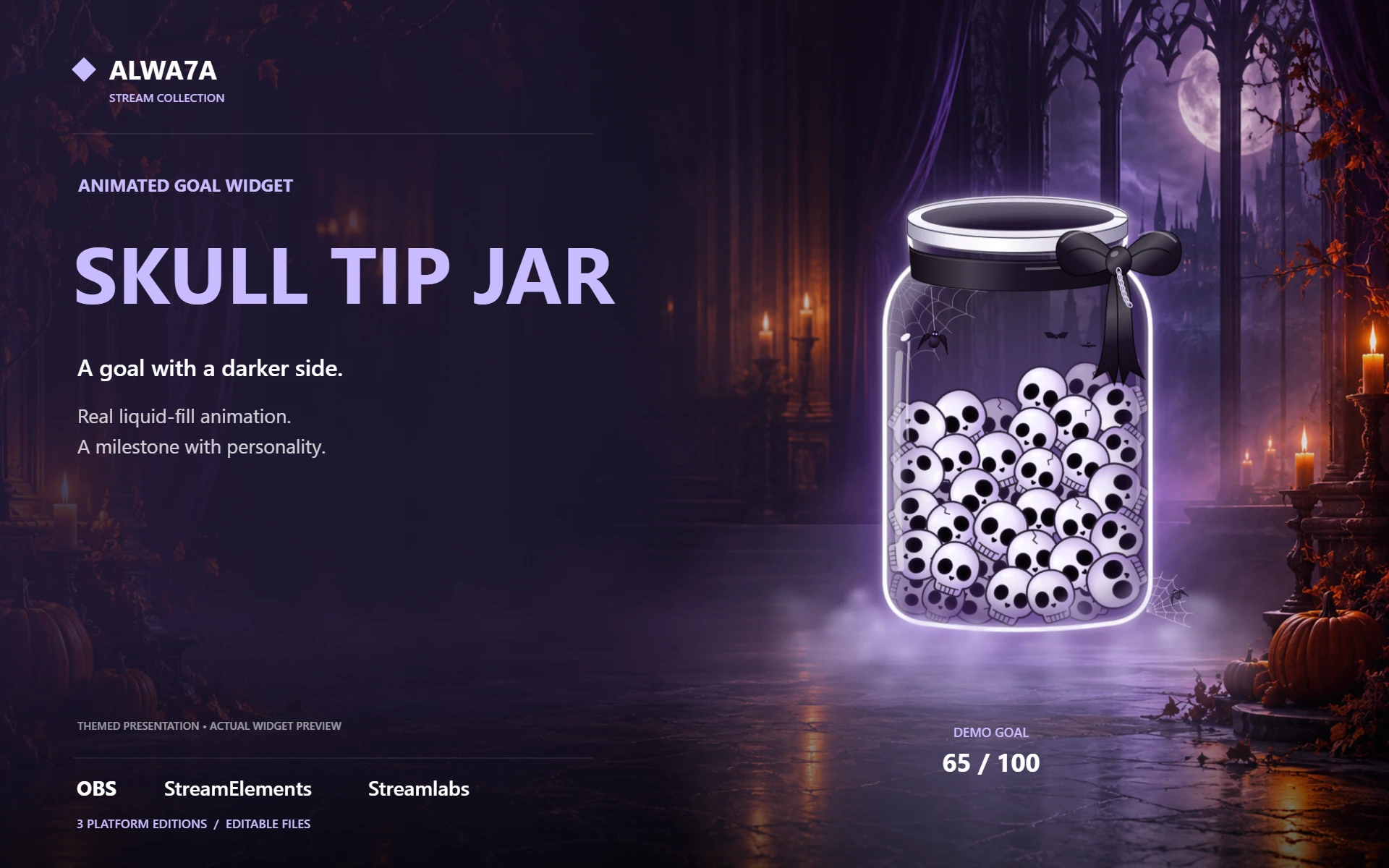 Skull Tip Jar — Animated Goal Widget