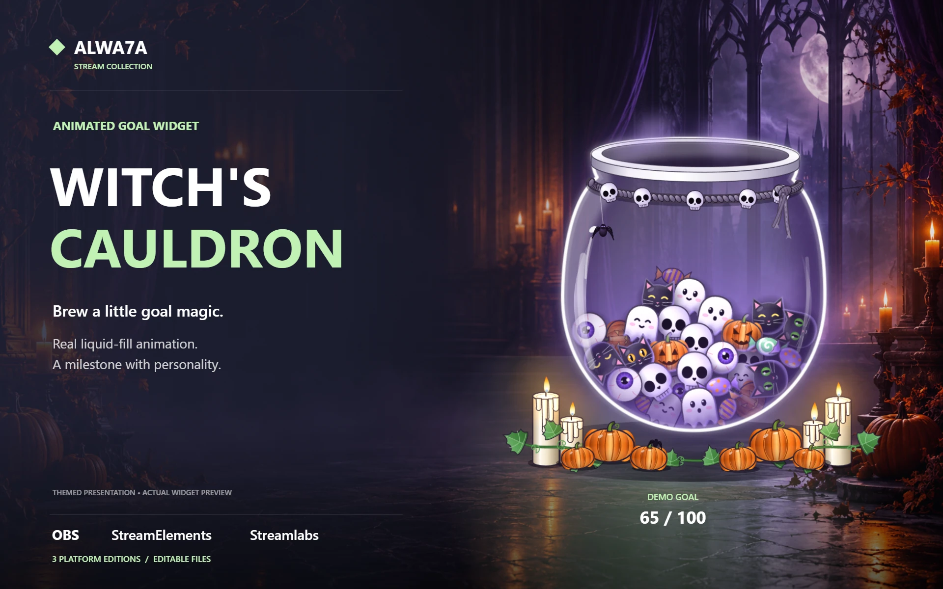 Witch's Cauldron — Animated Goal Widget