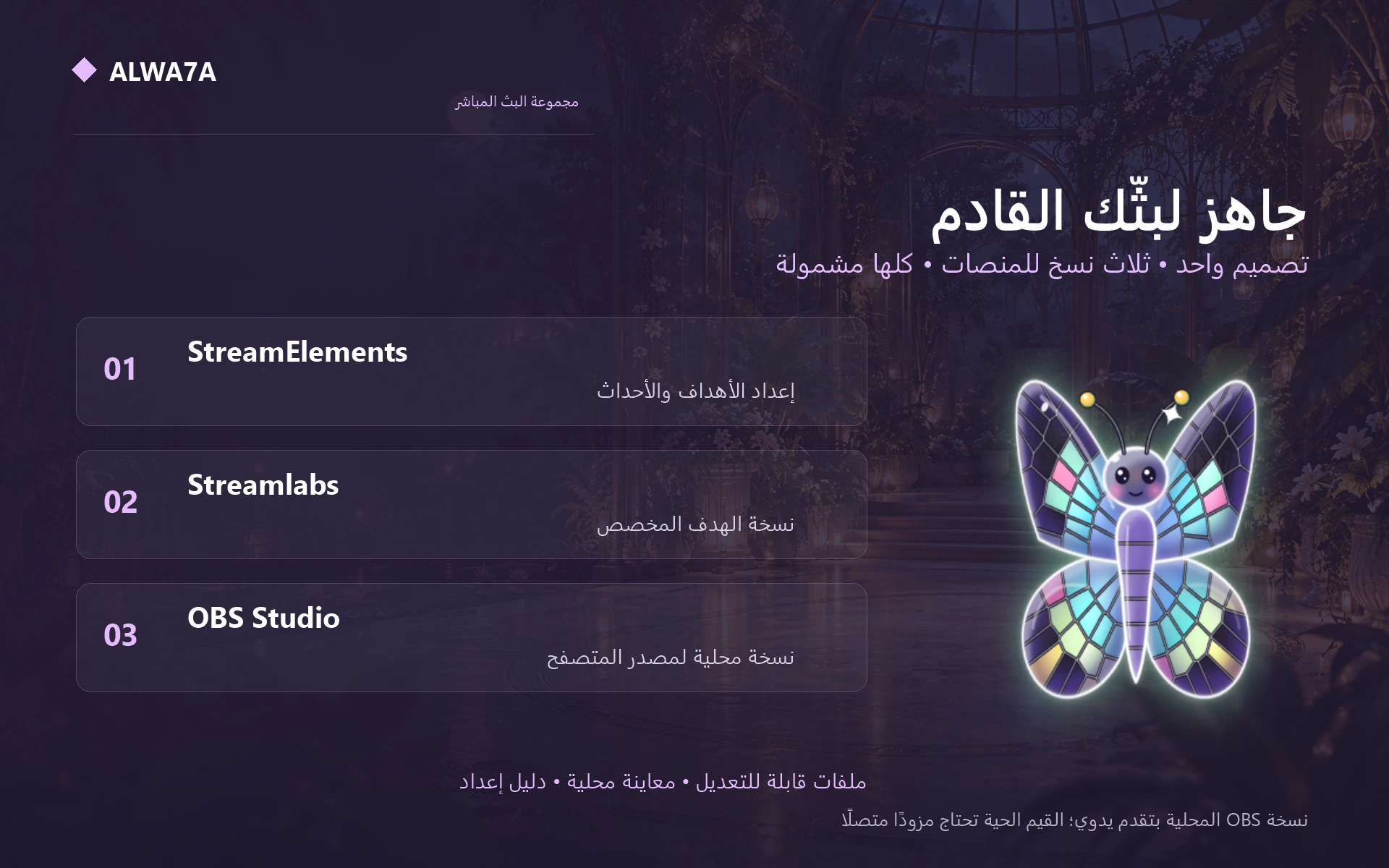 Stained Glass Butterfly — Included features and setup