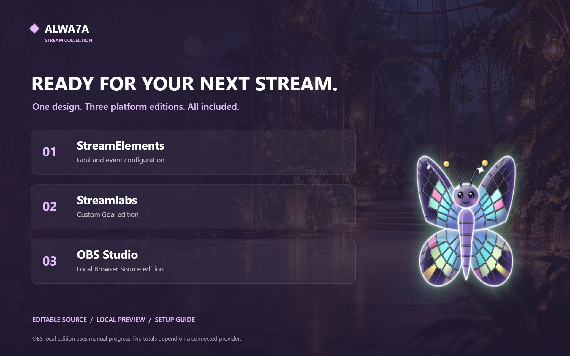 Stained Glass Butterfly — Included features and setup