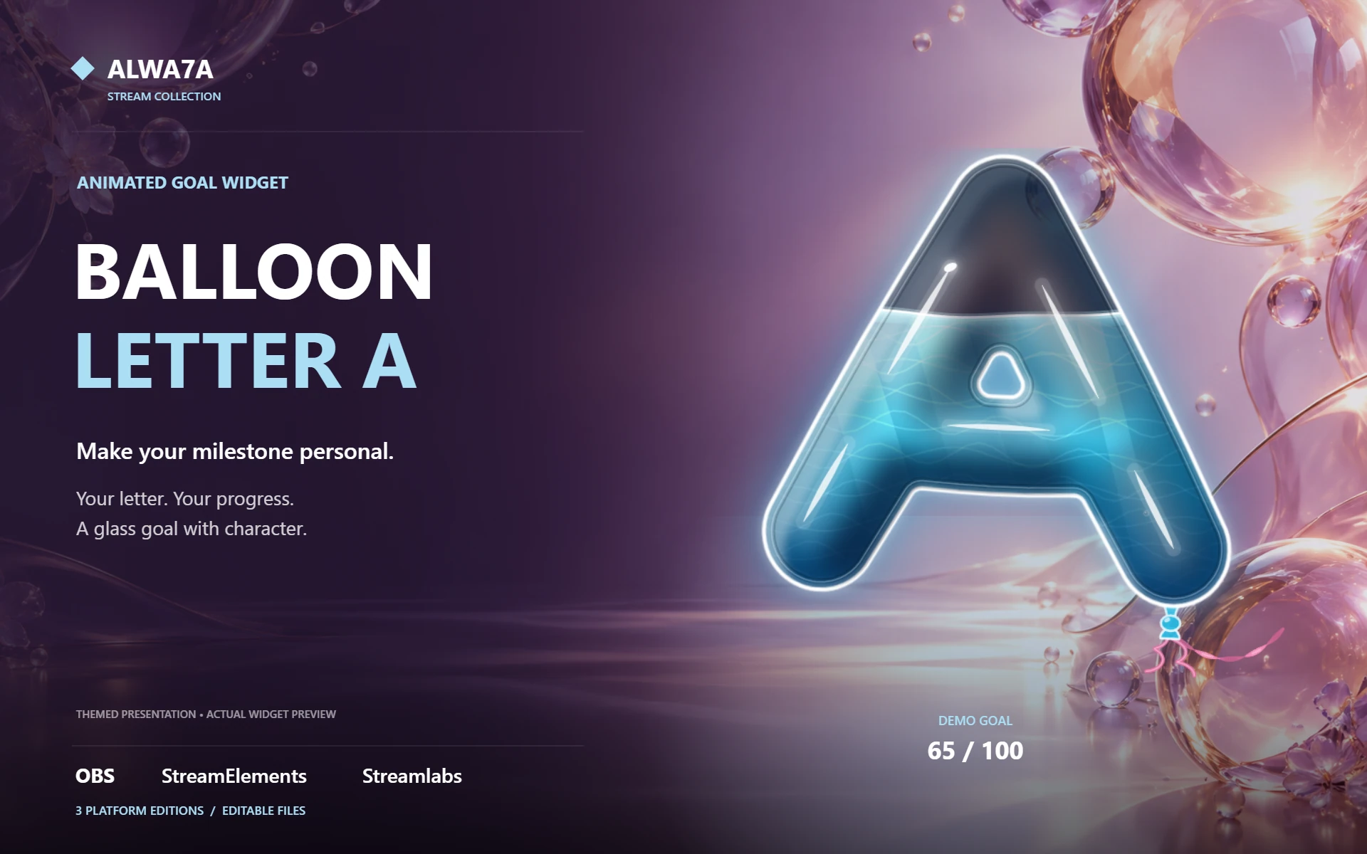Balloon Letter A — Animated Goal Widget