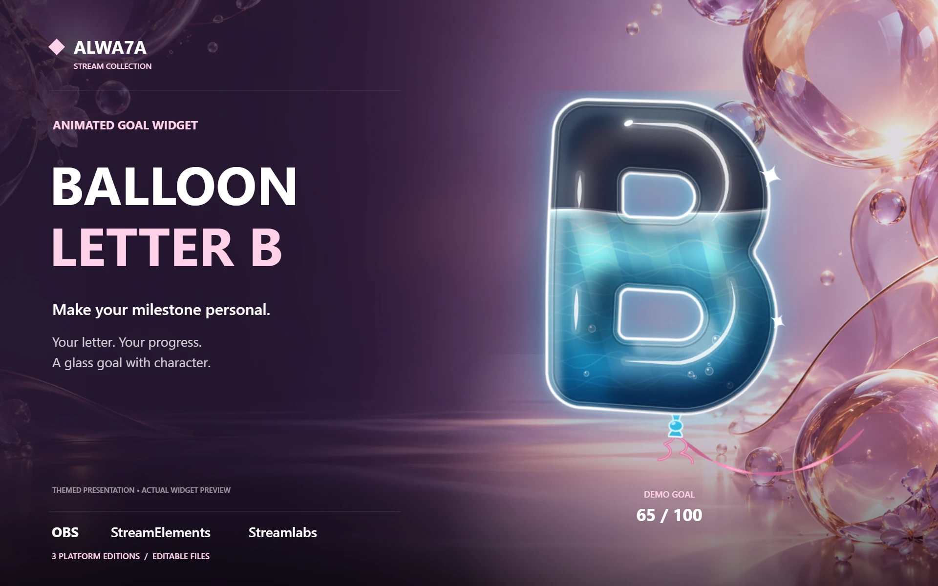 Balloon Letter B — Animated Goal Widget