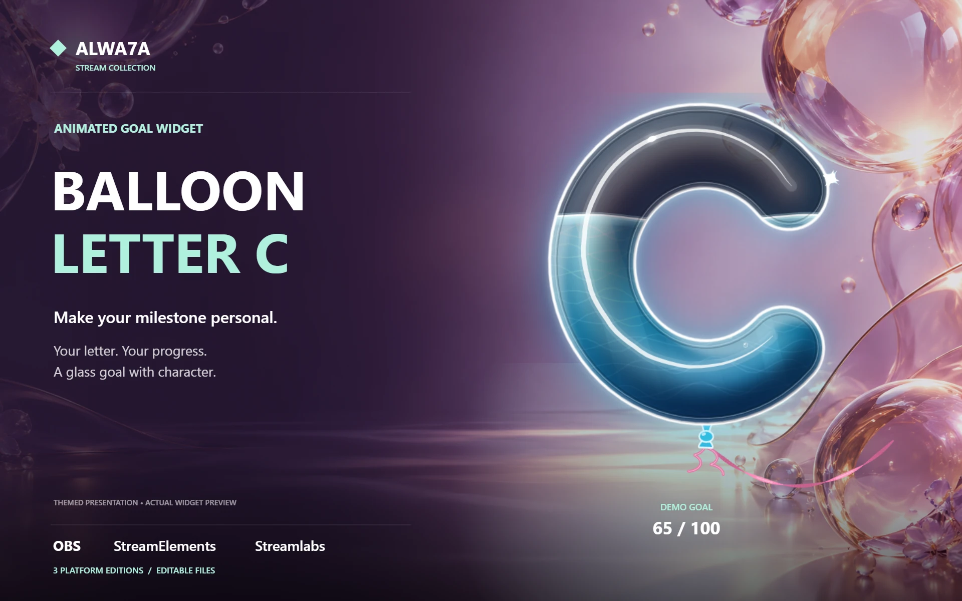 Balloon Letter C — Animated Goal Widget