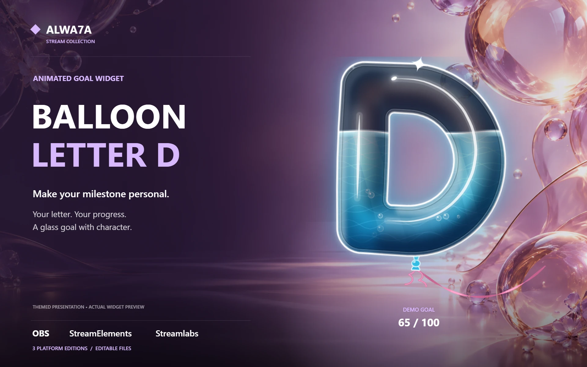 Balloon Letter D — Animated Goal Widget