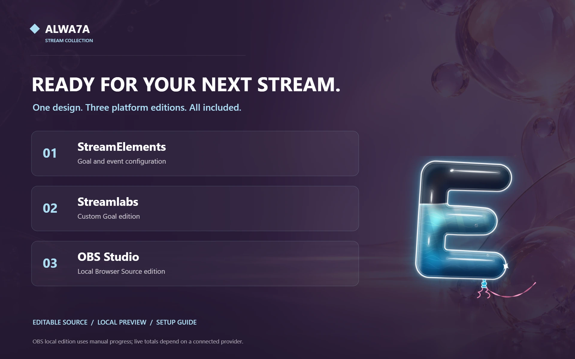 Balloon Letter E — Included features and setup