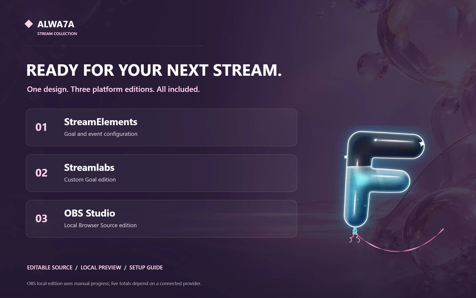 Balloon Letter F — Included features and setup