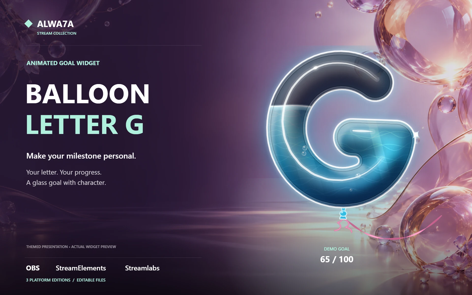 Balloon Letter G — Animated Goal Widget