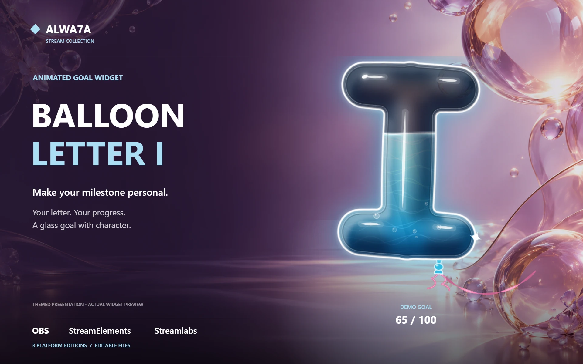 Balloon Letter I — Animated Goal Widget