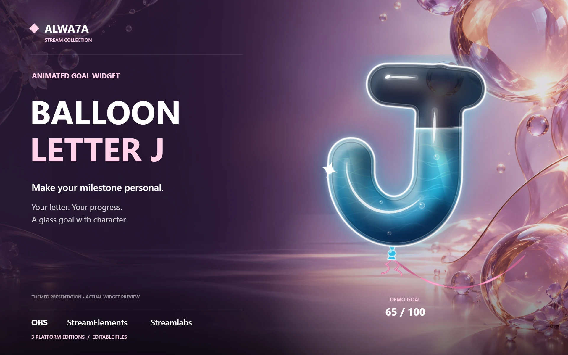 Balloon Letter J — Animated Goal Widget