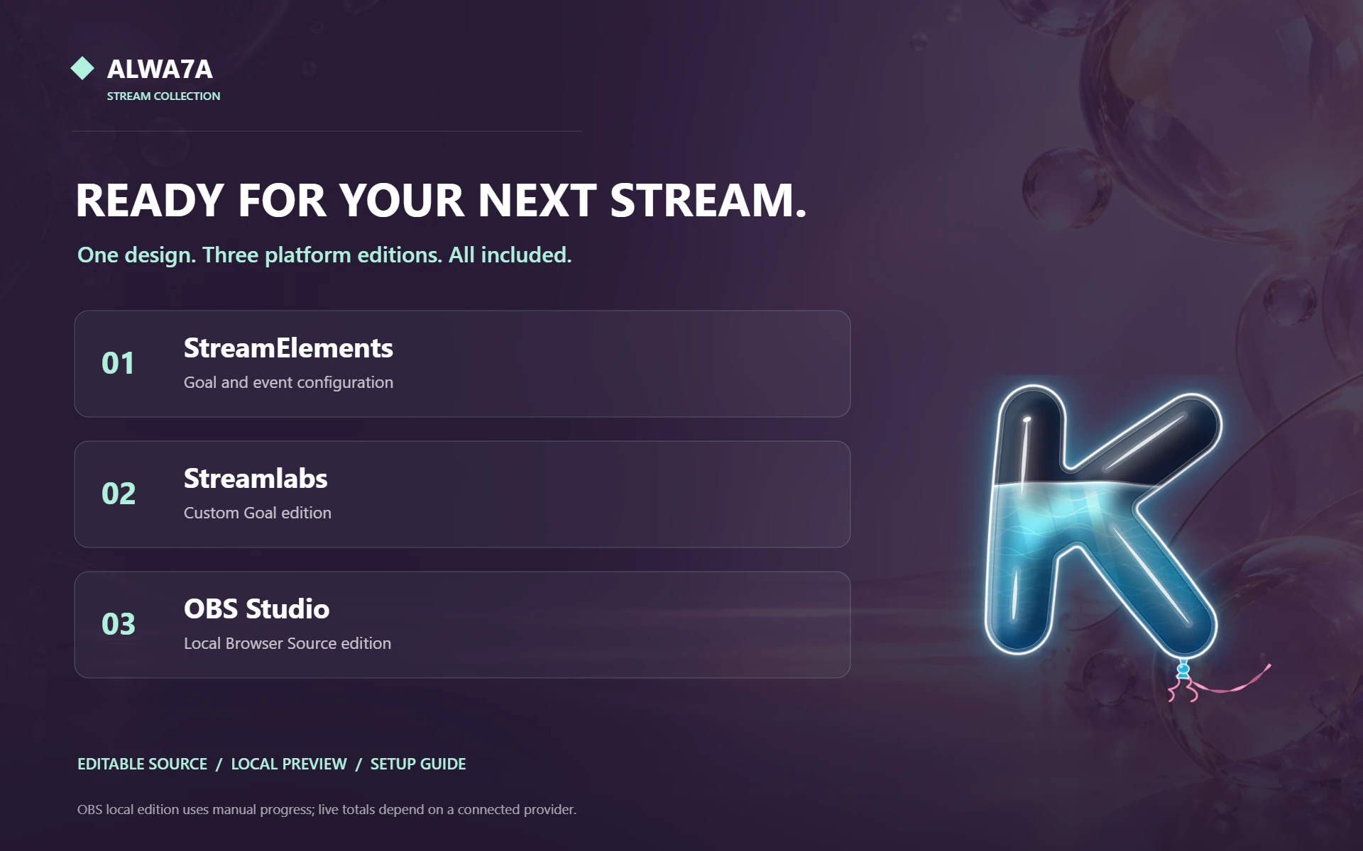 Balloon Letter K — Included features and setup