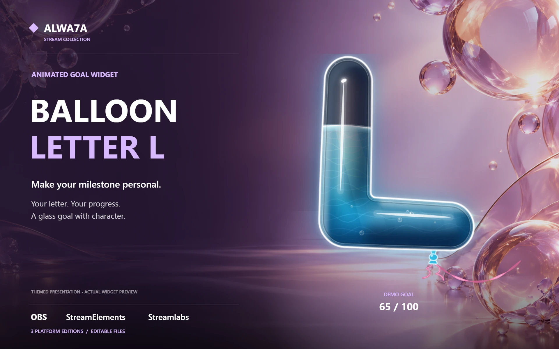 Balloon Letter L — Animated Goal Widget