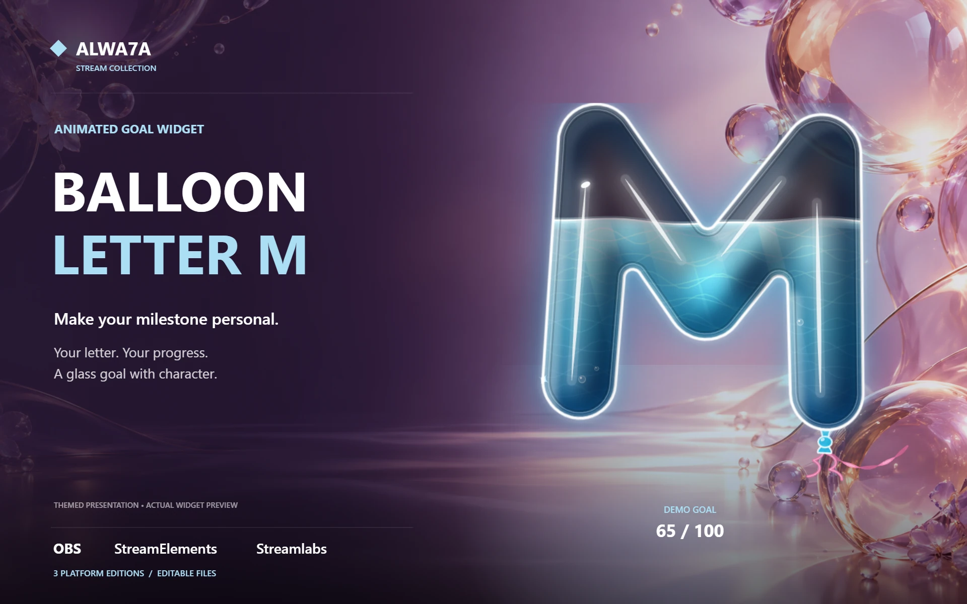 Balloon Letter M — Animated Goal Widget