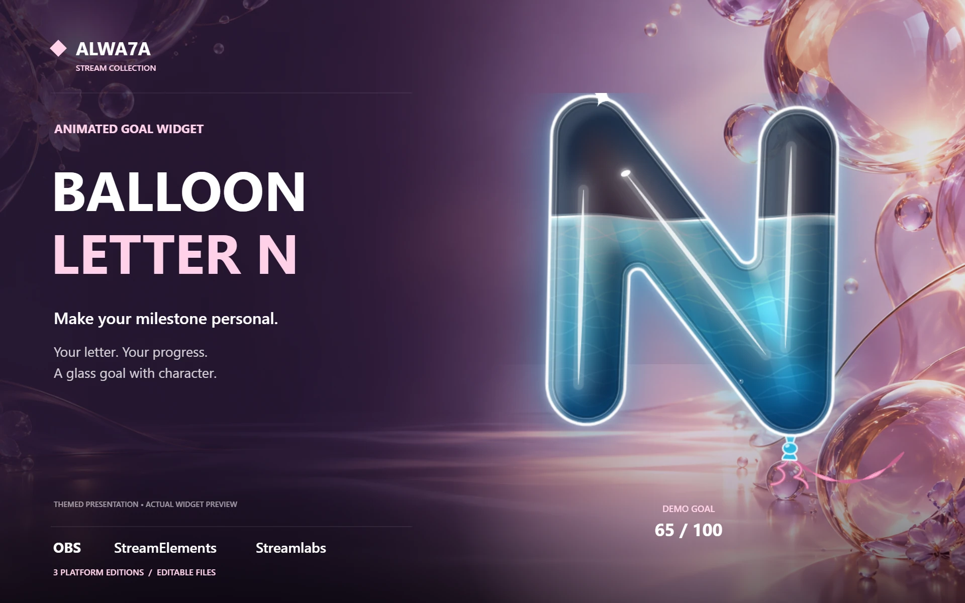 Balloon Letter N — Animated Goal Widget