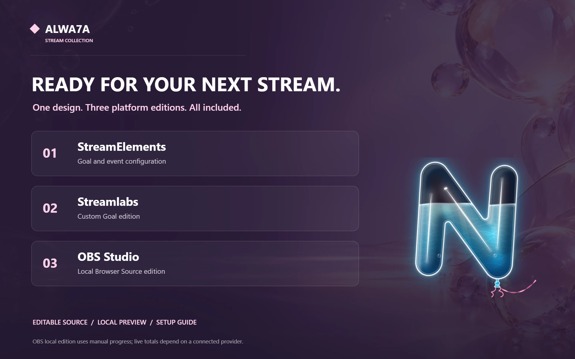Balloon Letter N — Included features and setup