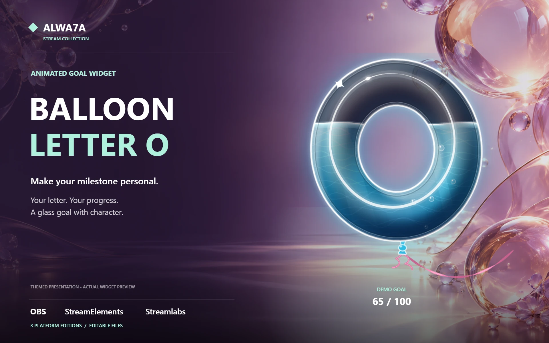 Balloon Letter O — Animated Goal Widget