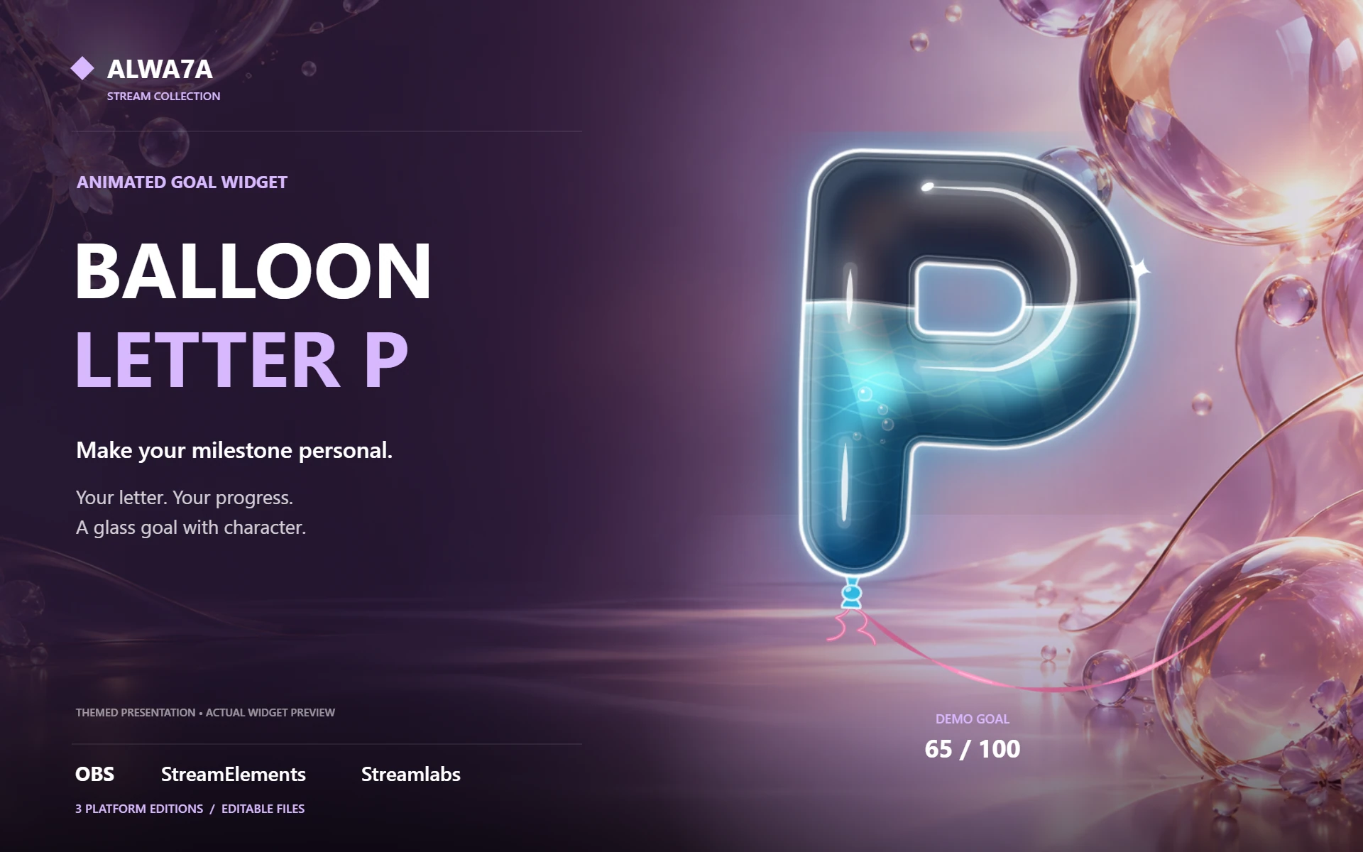 Balloon Letter P — Animated Goal Widget