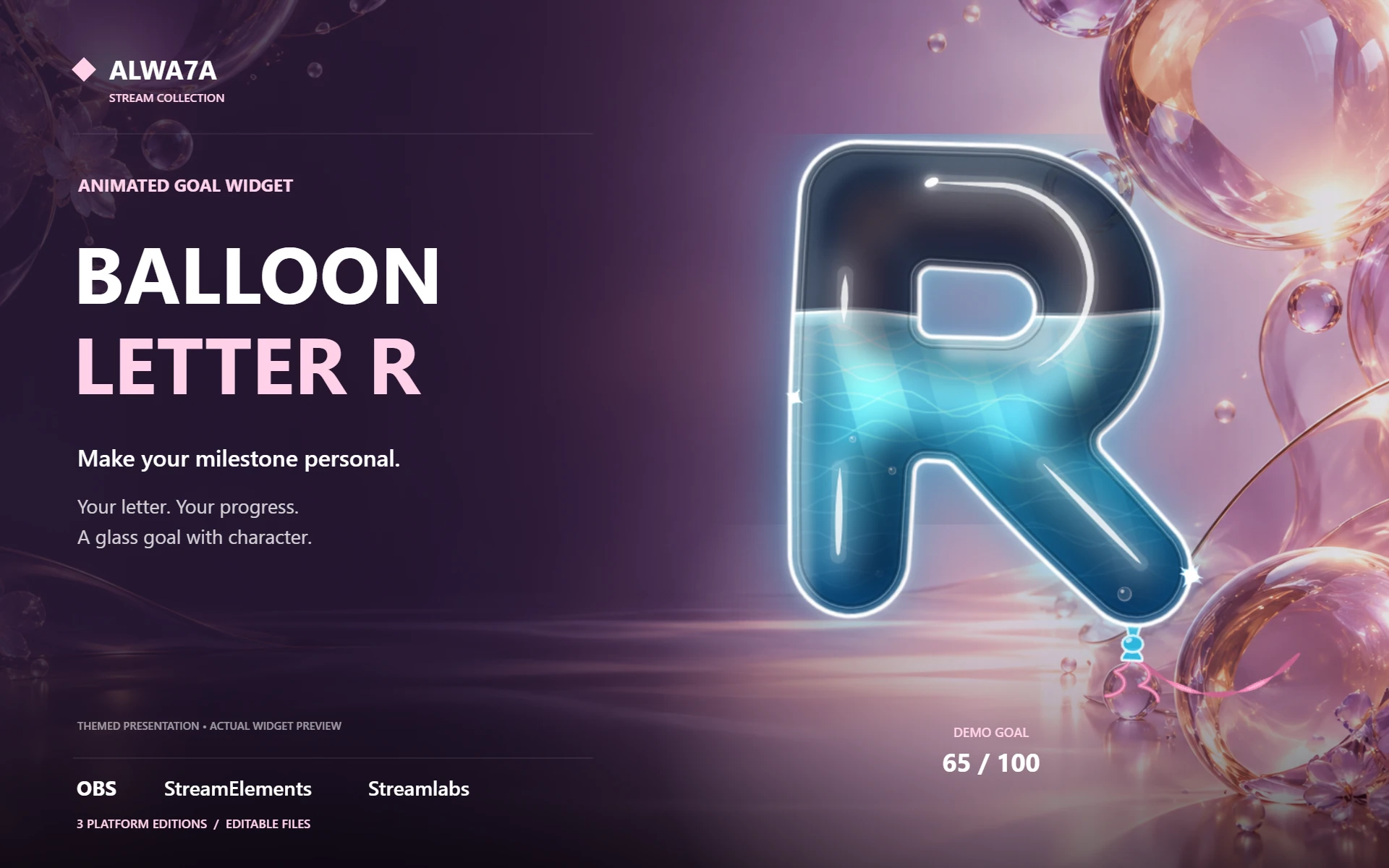 Balloon Letter R — Animated Goal Widget