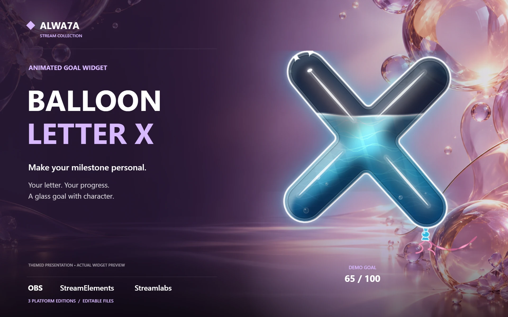 Balloon Letter X — Animated Goal Widget