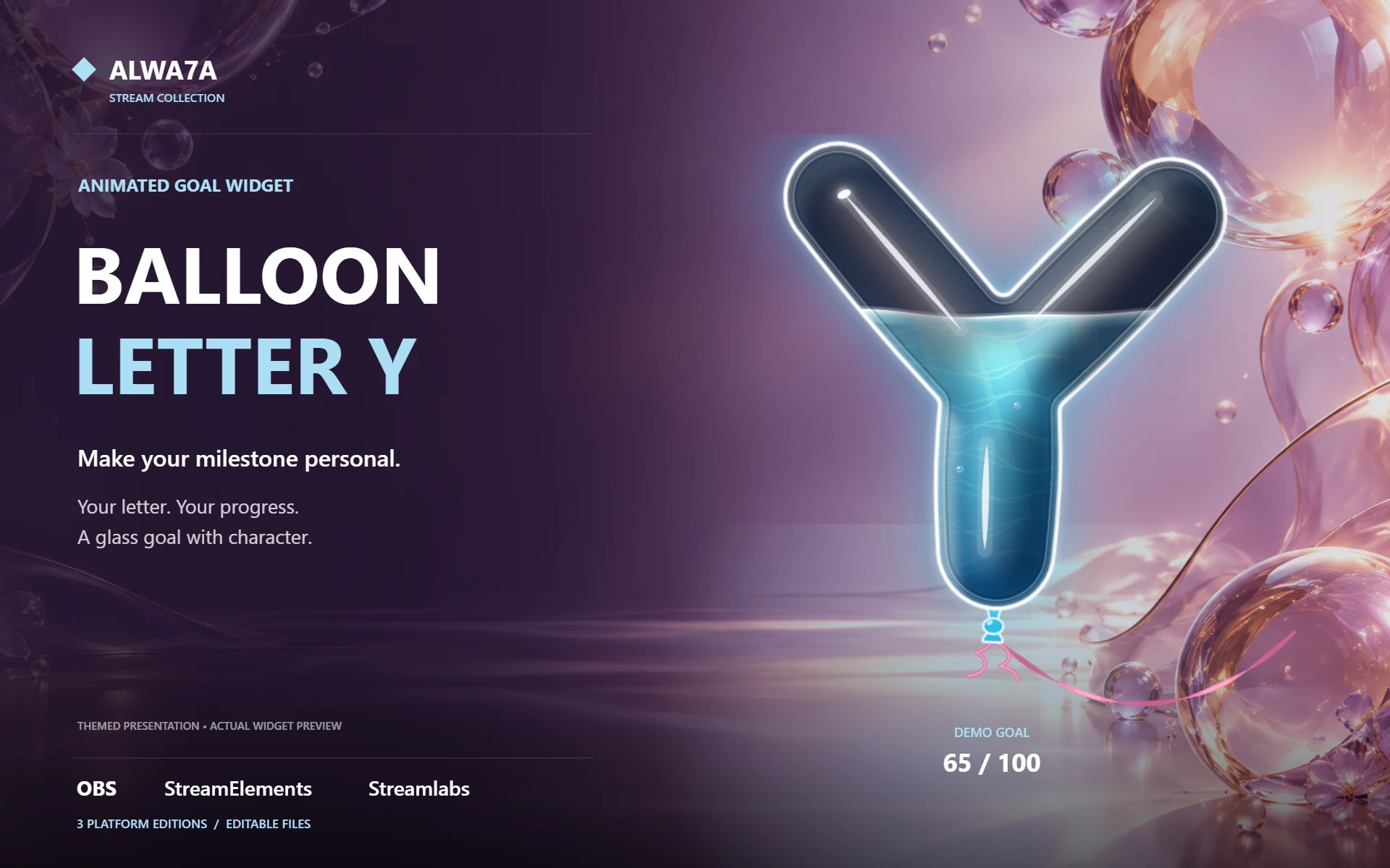 Balloon Letter Y — Animated Goal Widget