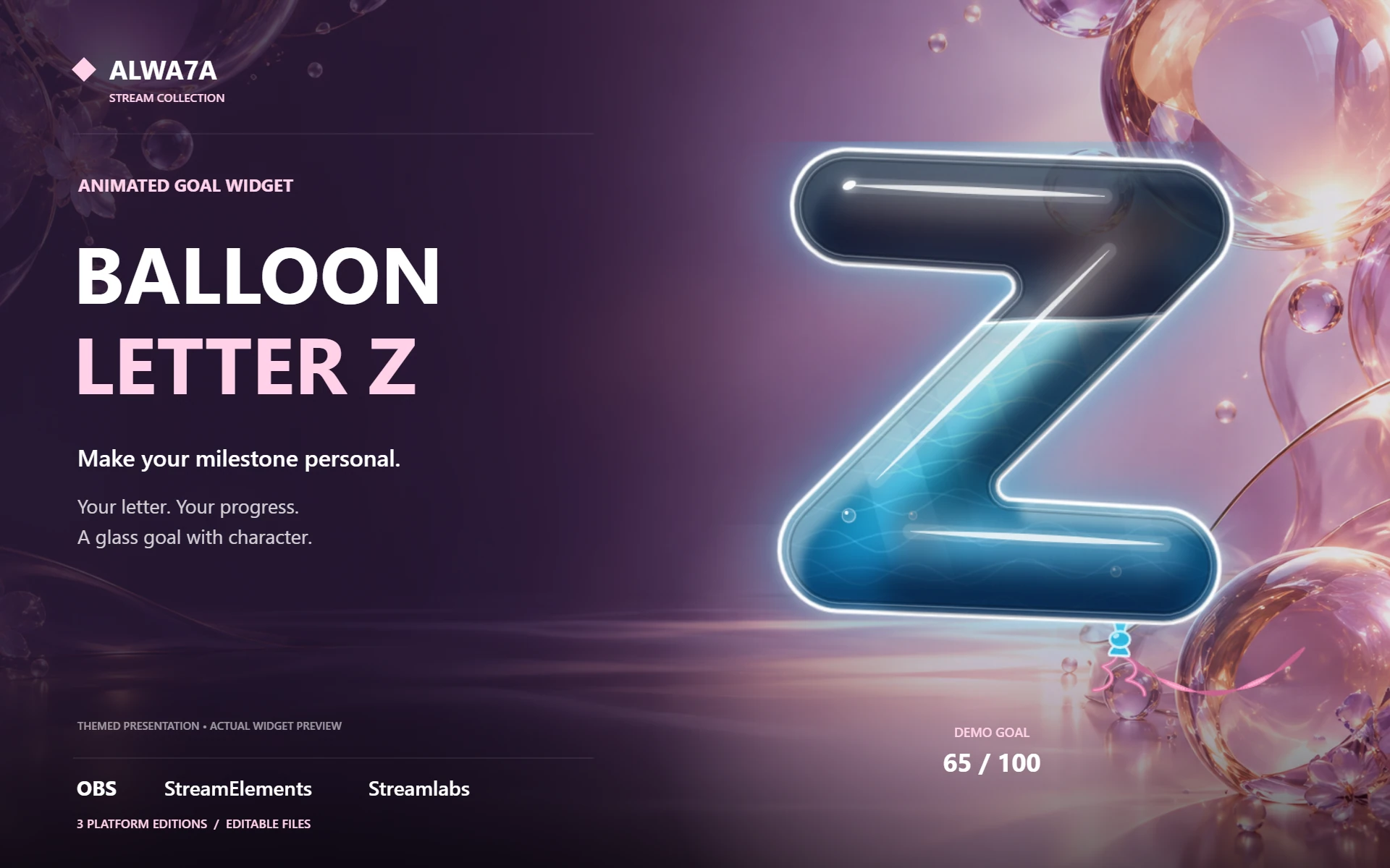 Balloon Letter Z — Animated Goal Widget