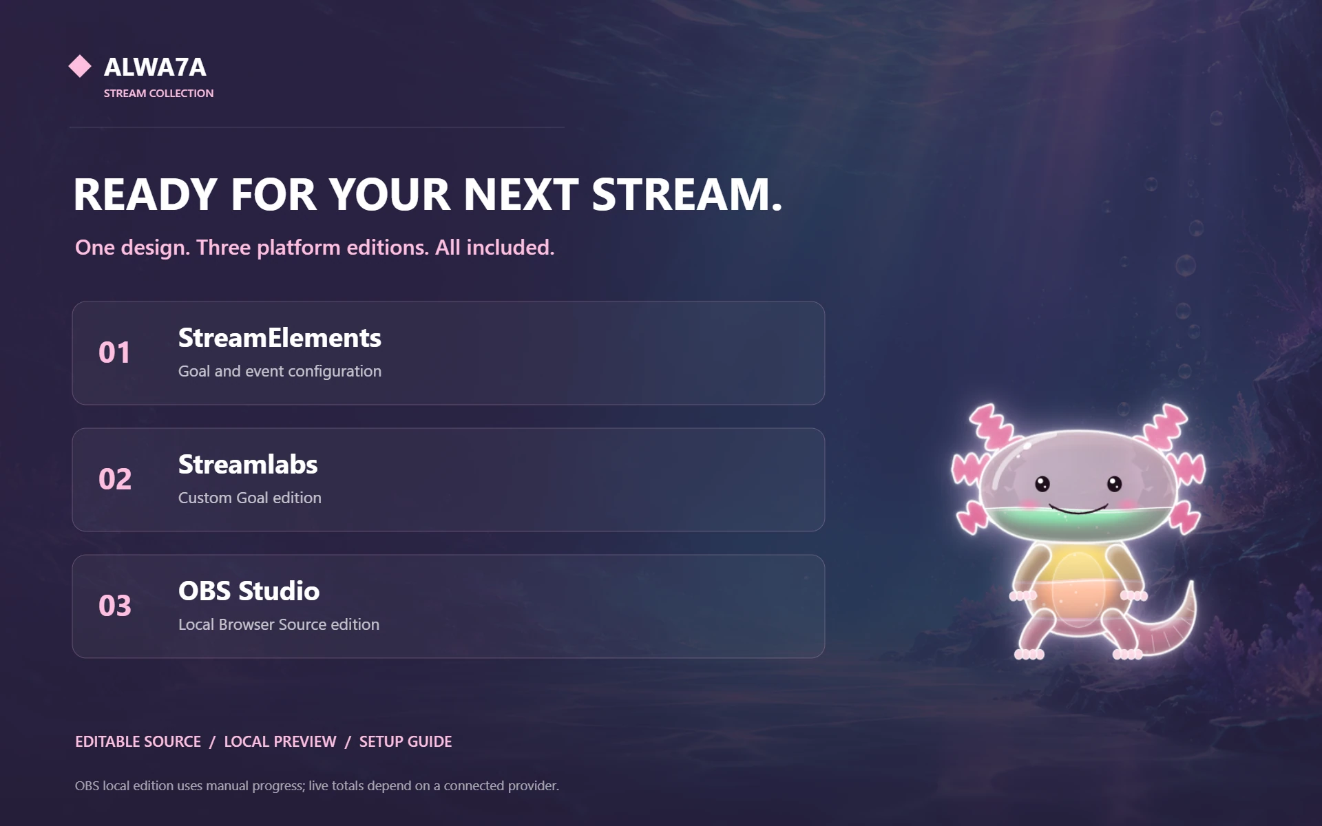 Axolotl Jelly — Included features and setup